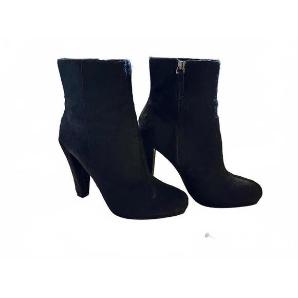 Theory Debra Ponyhair Black Women's Heeled Boots sz 39